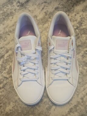 Puma White Sneakers with Light Pink Accents - Women